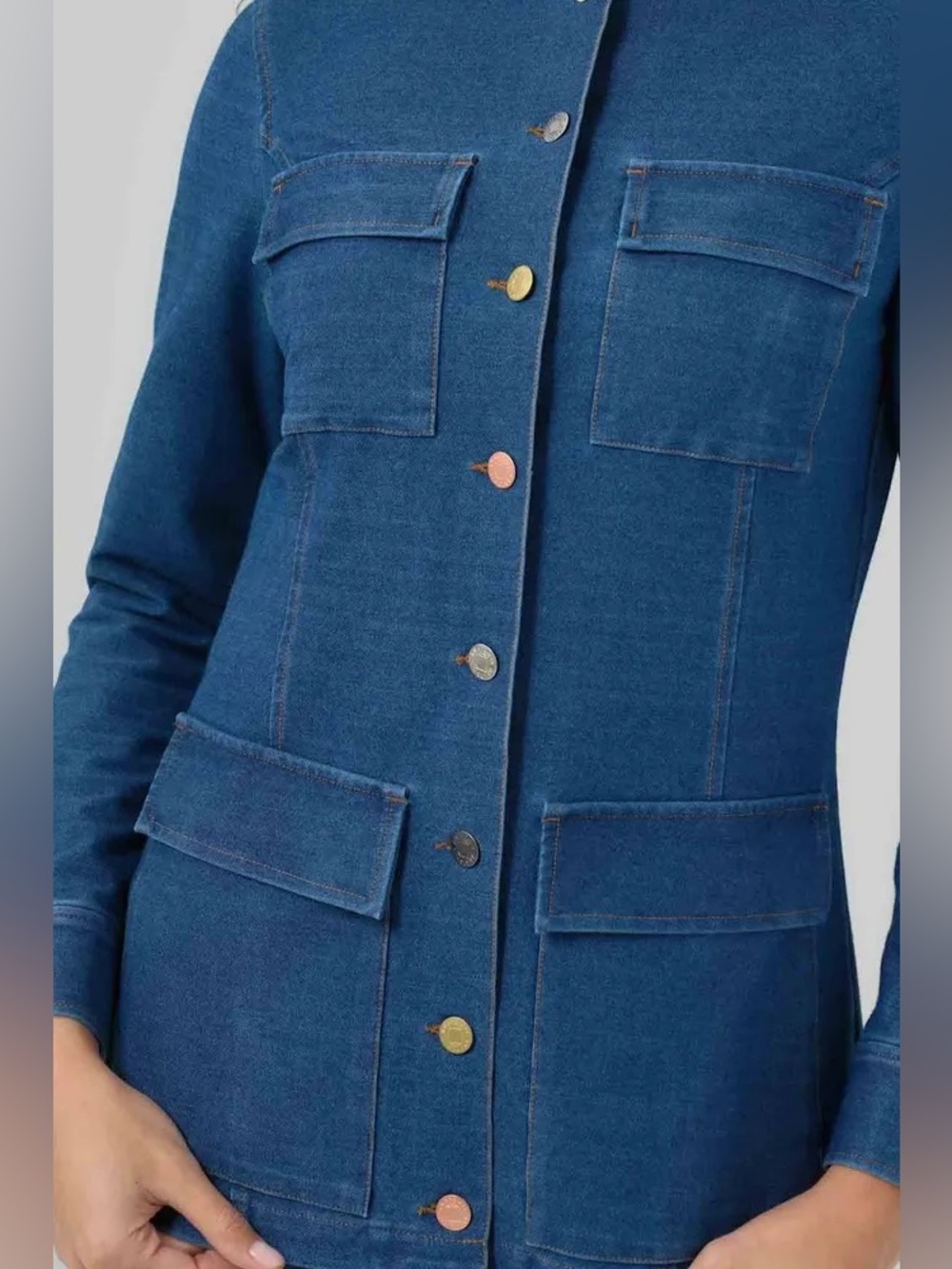 Anatomie Luvan Blue Denim Button Front Super Stretchy Jacket. Size M. MSRP $398 - Picture 5 of 17